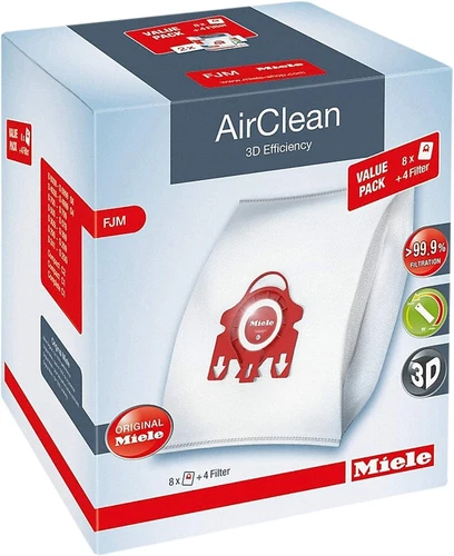Miele AirClean 3D Efficiency Dust Bag, Type FJM, XL Value Pack, Pack 