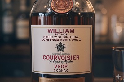 Personalisiertes Courvoisier Flaschenetikett Cognac - beliebigen Text/Anlass hinzufügen