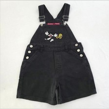 Vtg Kids Y2K Looney Tunes Tweety Sylverster Overalls Shorts Shortalls 7 Girls