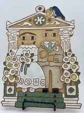 Vintage St. Andrew's Abby handmade Wedding Couple Tile Bride Groom Wall Plaque