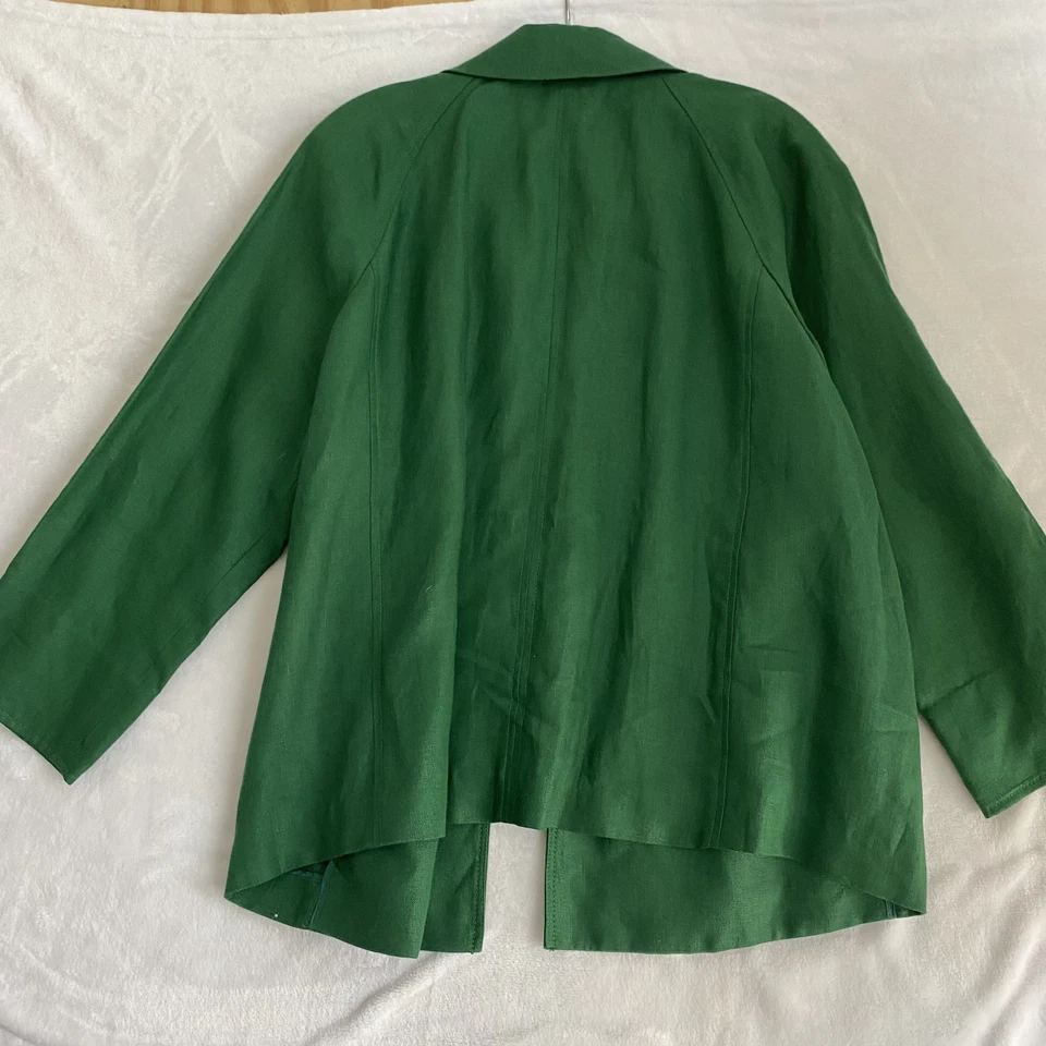 NWT Talbots Open Jacket Blazer Sz 1X Green 100% Irish Linen Lagenlook Office - Image 2 of 4