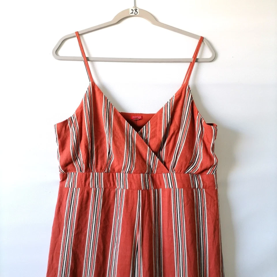 Mono Guess para mujer naranja cuello sobrepelliz rayas pierna recta talla XL Foto 3 de 4