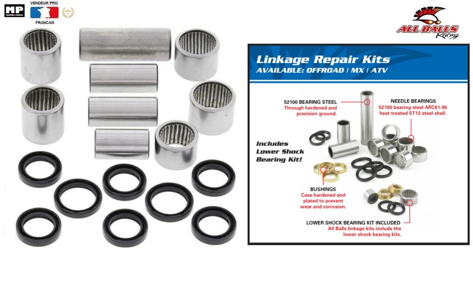 Kit roulements de biellette d'amortisseur arrière 27-1049 Honda XR250R 1996-2004