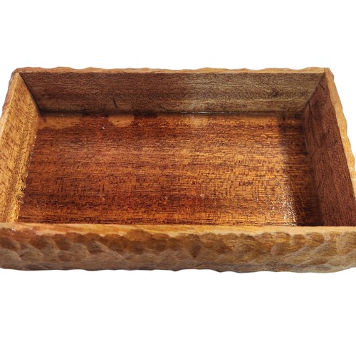 Handmade Wood Box Chisel Carved Rough Texture Vintage - Picture 11 of 15