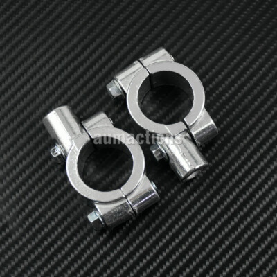 1 Pair Universal Motorcycle Handlebar Mirror Mount 10mm 1'' Aluminum Clamp Silver