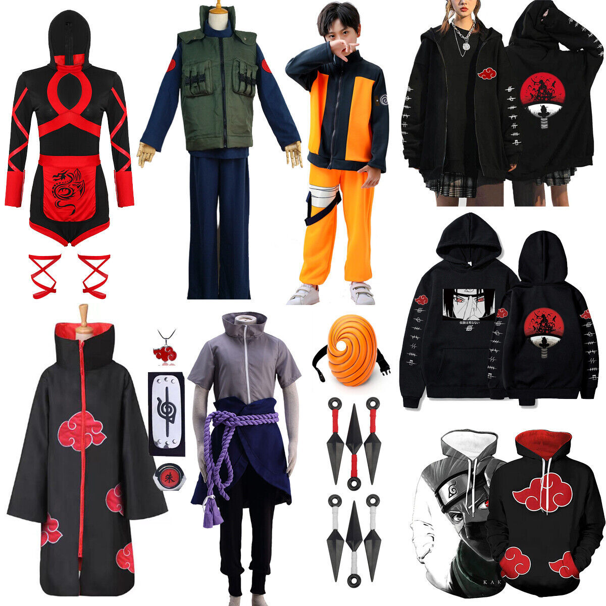 Anime Naruto Sasuke Itachi Kakashi Cosplay Disfraz / Conjunto de accesorios Halloween