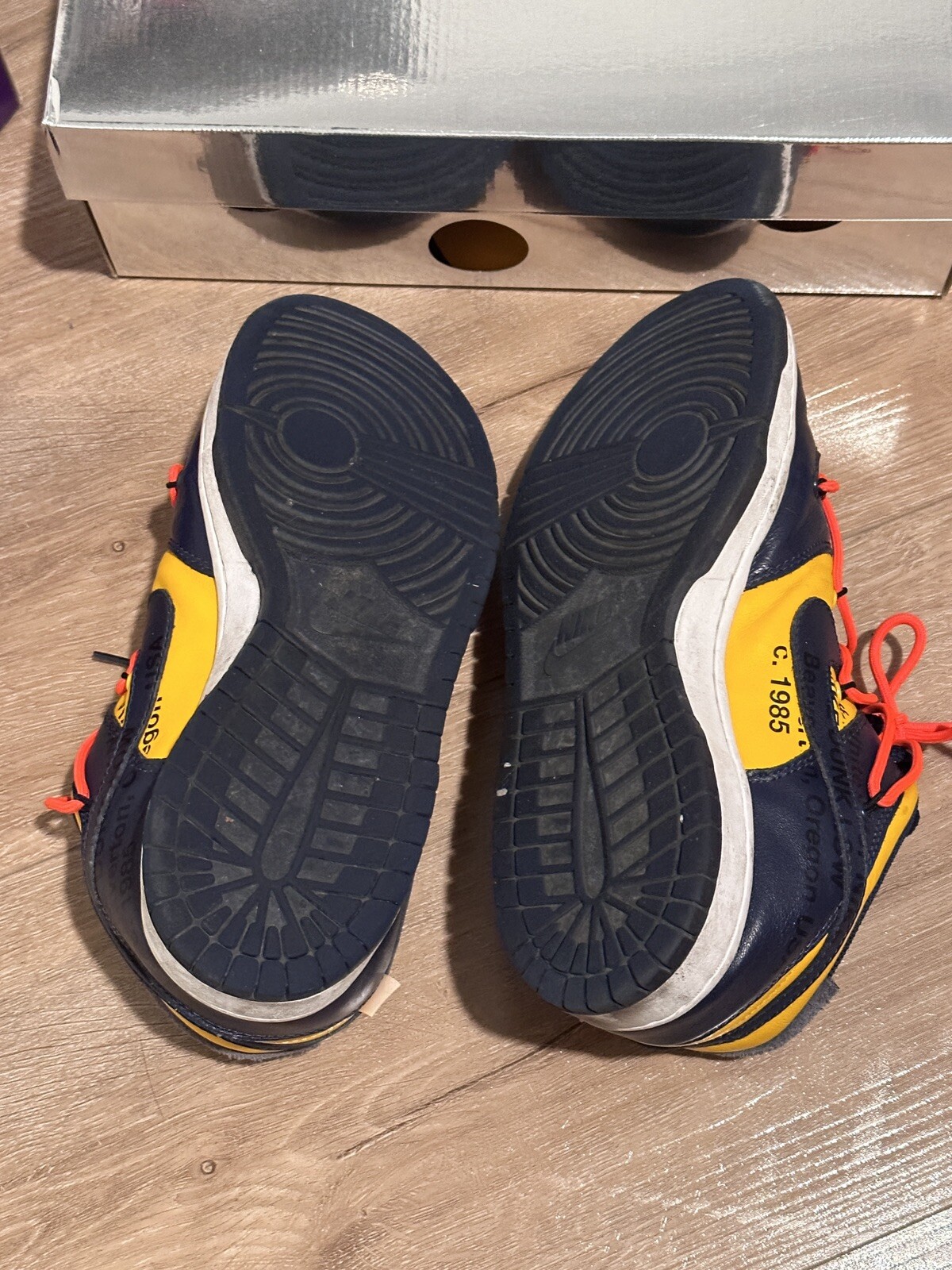 OFF WHITE X NIKE Taglia 9 5 Nike Dunk Low x BIANCO SPORCO oro universitario 2019