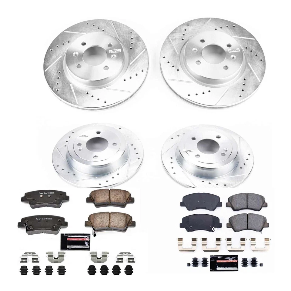 Powerstop K6500 4-Wheel Set Brake Disc and Pad Kits Front & Rear for Kia Rio - Image 3 of 4