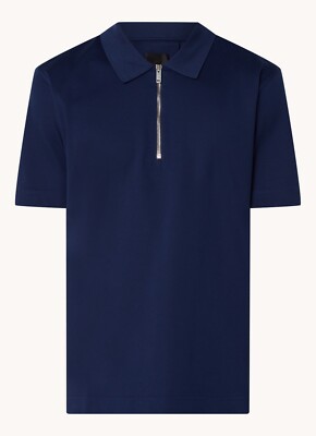 Givenchy polo シャツ Givenchy Men's Navy Blue Cotton Pique Short Sleeve Zip Polo Shirt