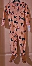Child of Mine by Carter's Christmas Santa Pink Fleece Pajamas Deer,Trees 3T NWT