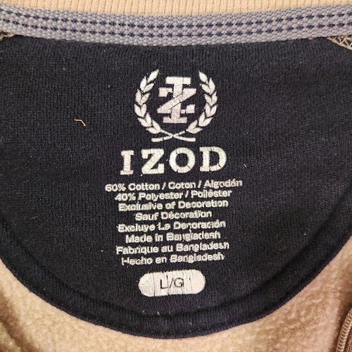 Izod Shirt Mens Size L Large Tan Knit 1/4 Zip Pullover Knit Collar Sweatshirt - Picture 4 of 11
