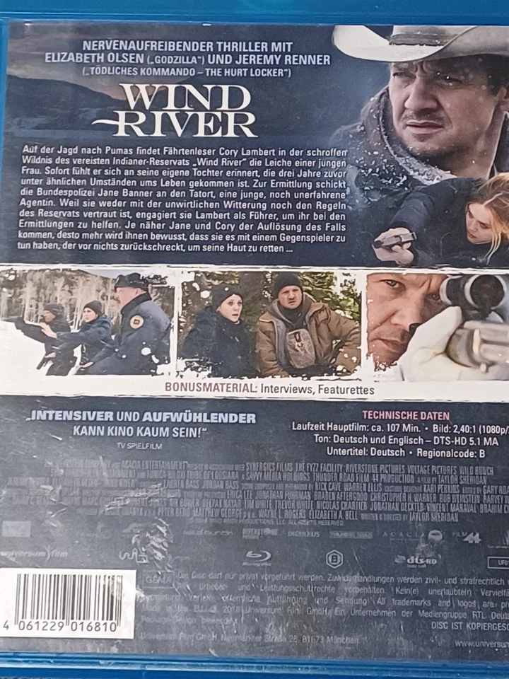 Wind River (Blu-ray)  German Import Very Good Disc great eng language  - Image 2 of 3