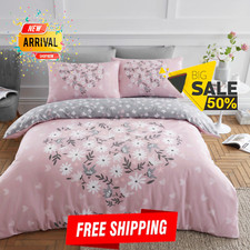 Reversible Floral Duvet Cover Set Ditsy Heart Bedding Quilt Pillowcases All Size