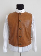 Ralph Lauren vintage no pocket genuine soft lamb leather orange brown vest  L
