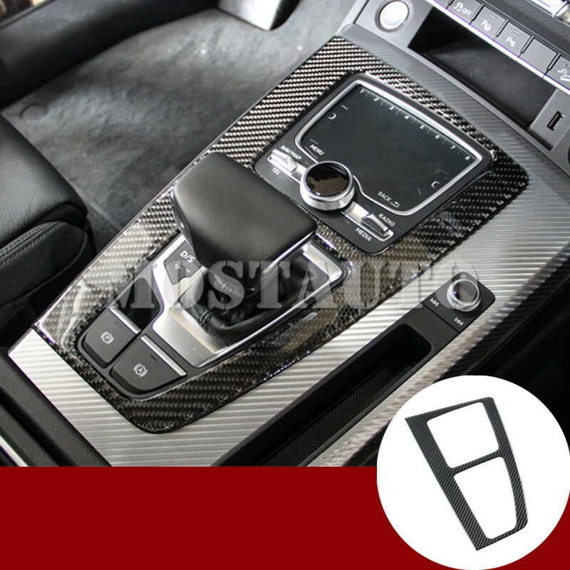 For Audi Q5 Carbon Fiber Center Console Gear Shift Box Cover Trim 2017