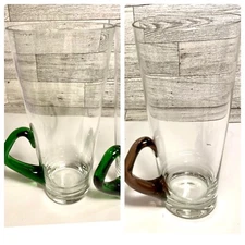 4 CLEAR Sussmuth GLASSES 2  Green & 2 Brown APPLIED HANDLES Germany