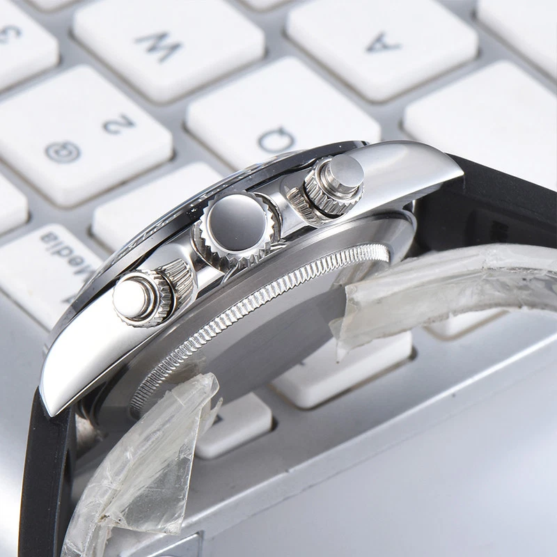 39mm Parnis Men's Chronograph Watch Quartz Movement Sapphire Crystal Rubber Band - Image 4 of 4