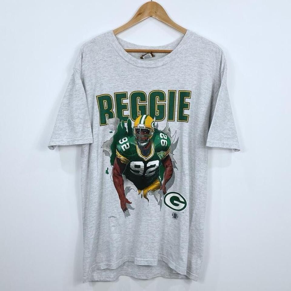 Reggie White Green Bay Packers Break Through Single Stitch T-shirt Size Large
