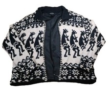 Nordic Icelandic Design Kokopelli Graphic Sweater Jacket Woman XL Southwestern