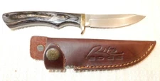 Fixed Blade Knife & Sheath, 8 1/4", Hardwood, 3 3/4" Drop Point Blade NEVER USED