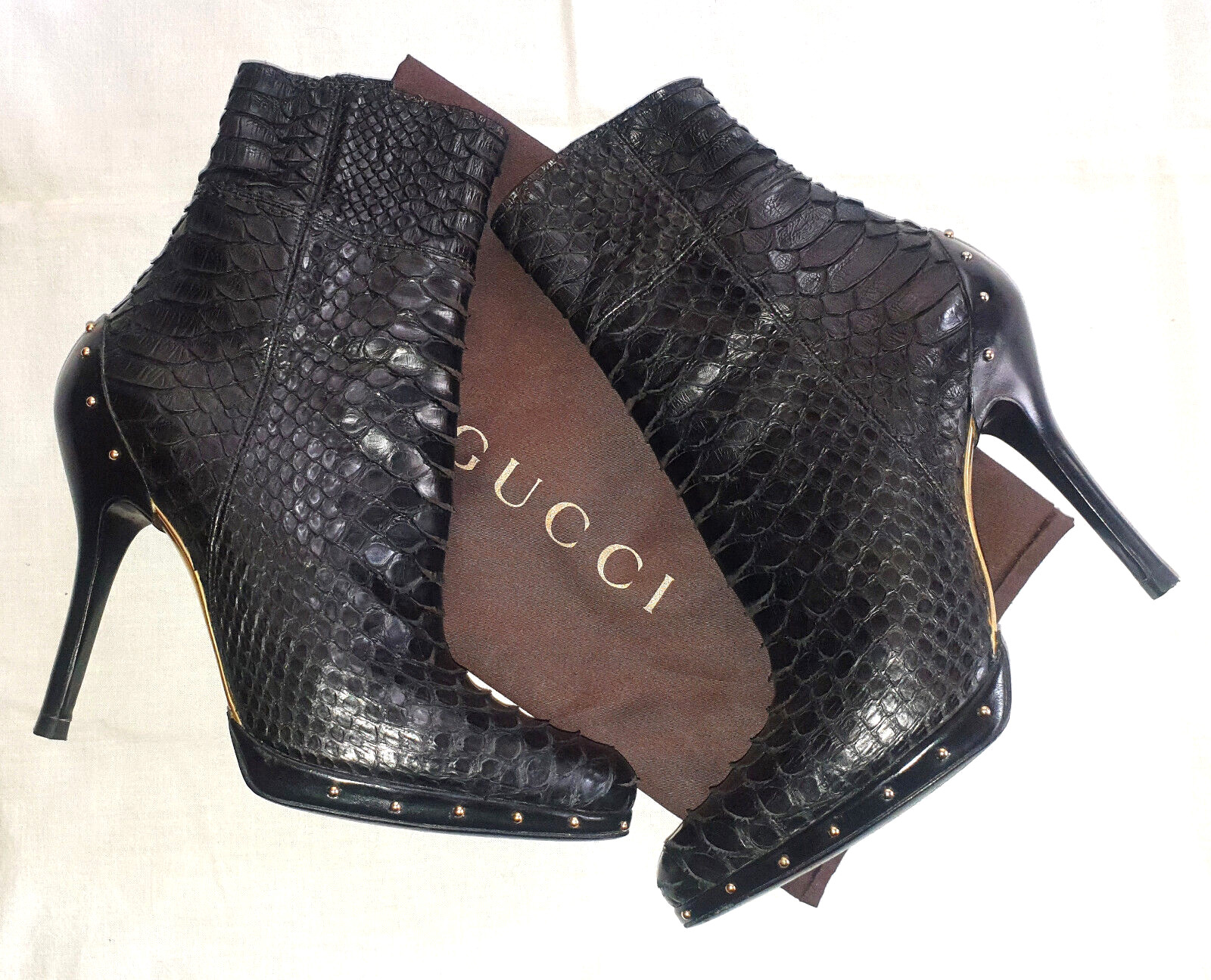 GUCCI ~ Tom Ford era RARE Real ANACONDA ankle boots ~US:7.5 ; EU:37.5 *AUTHENTIC image 7