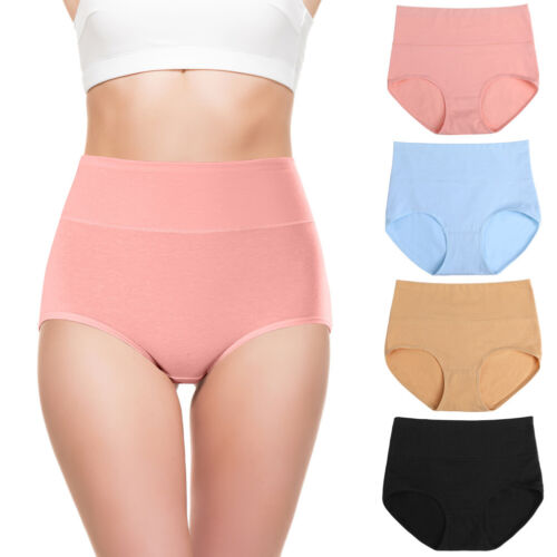 4 Pcs Underpants Women Underwear High Waisted Briefs Elastic Underwear Ladies