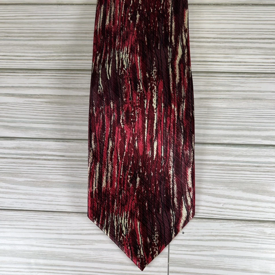 "Corbata Irvine Park para hombre roja multicolor 100 % seda 3-3/4"" x 57"" llamativa bonita" Foto 3 de 4