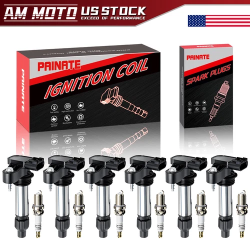 OEM 6X Ignition Coil+6X Iridium Spark Plug For Cadillac GMC Chevy Buick UF569