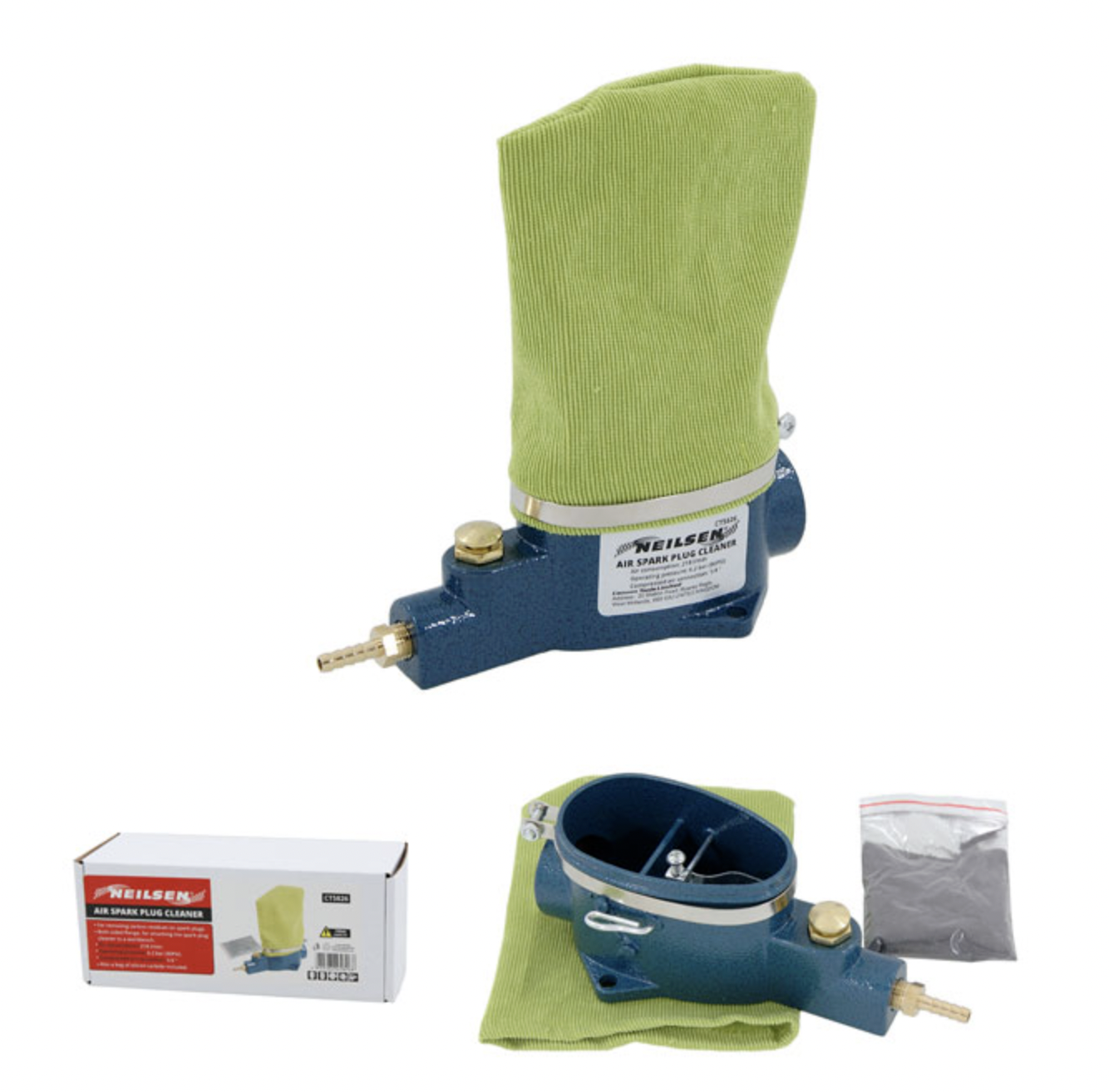 Pneumatic Air Spark Plug Cleaner Sand Blaster Tool Cleaning + Blasting