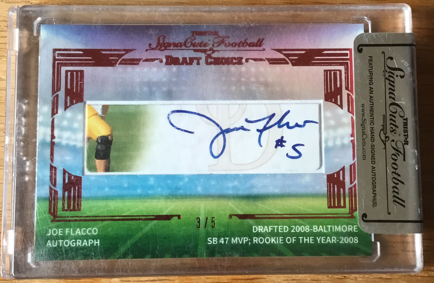 Joe Flacco Autographed Signed Baltimore Ravens 2014 Tristar Signa Cuts Football Draft Choice Cut #3/5 