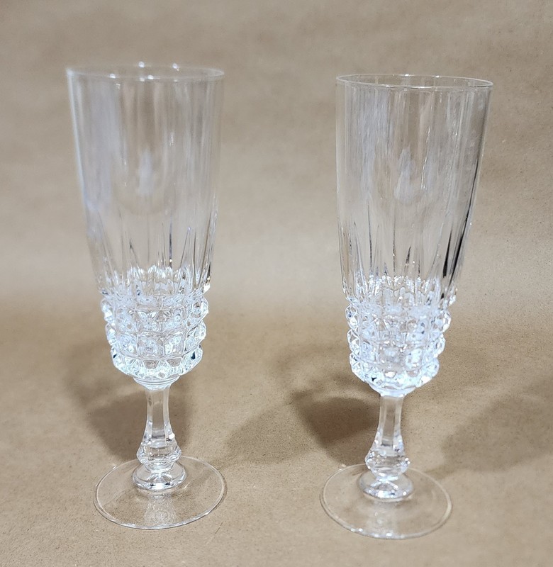 Two Vintage Cristal D' Arques Pompadour Champagne Glasses