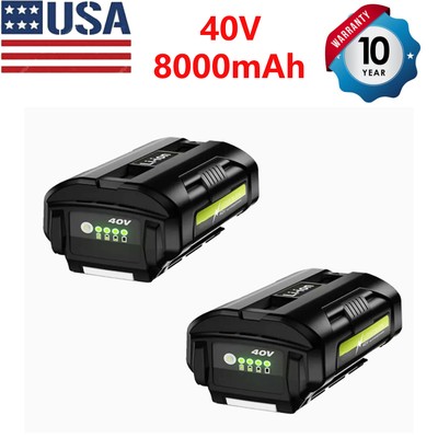 2PCS 8.0Ah Battery 40Volt for Ryobi 40V Lithium OP4050 OP40401 Battery with LED