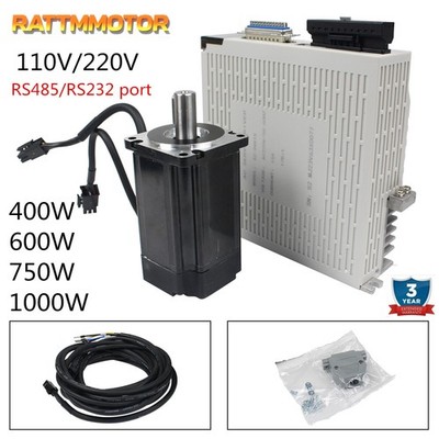 1KW 1000W 750W 600W 400W AC Servo Motor Driver Controller CNC RS485/RS232 3.8N.m