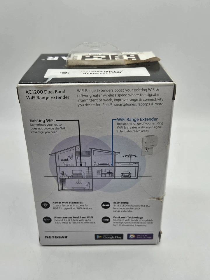 NETGEAR AC1200 WiFi Range Extender - White, Model # EX6110, New In Box - Image 2 of 4