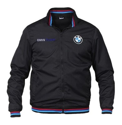 BMW Motorsport Bomber Jacket Men's Black Racing Logo Zip-Up Coat