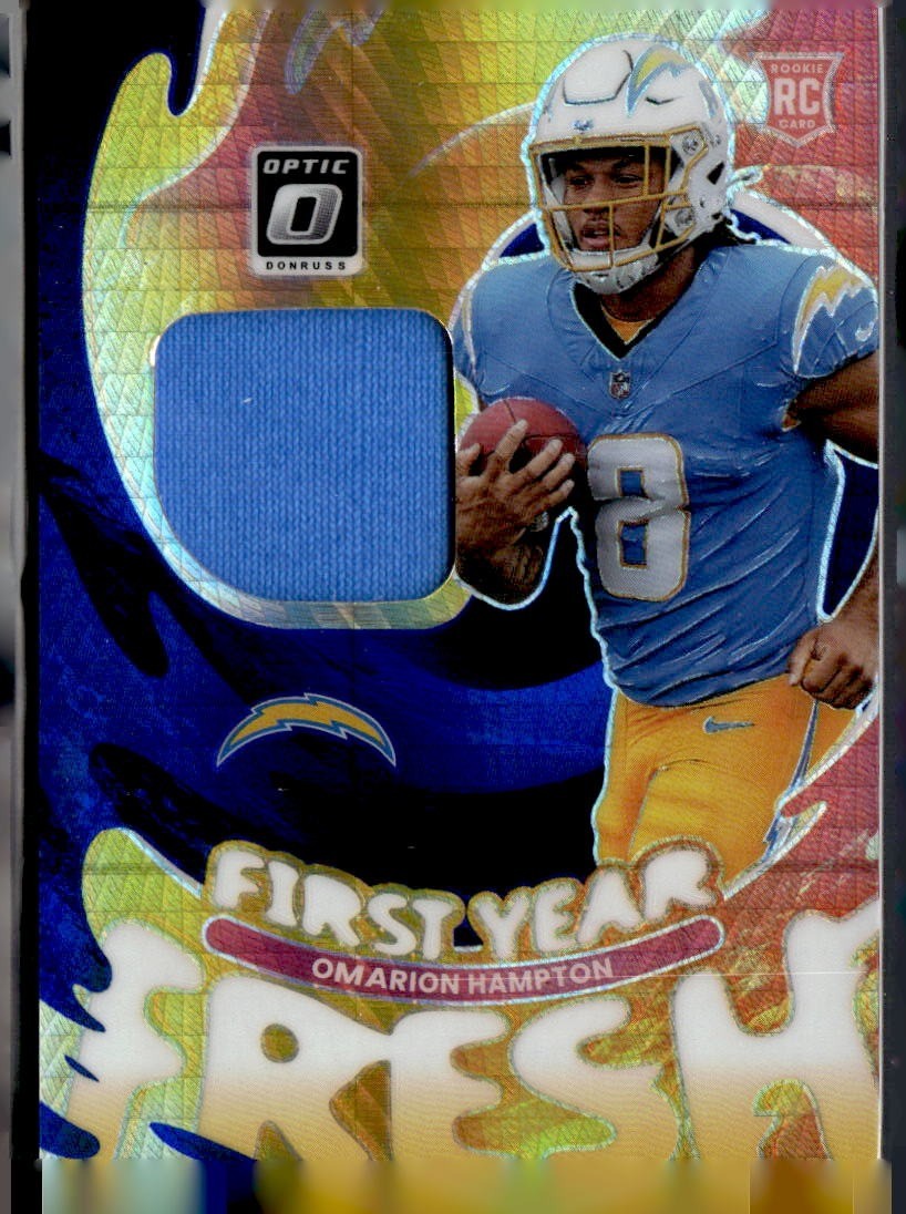 2025 Donruss Optic #FYFBH-OHN Omarion Hampton First Year Fresh Blue Hyper