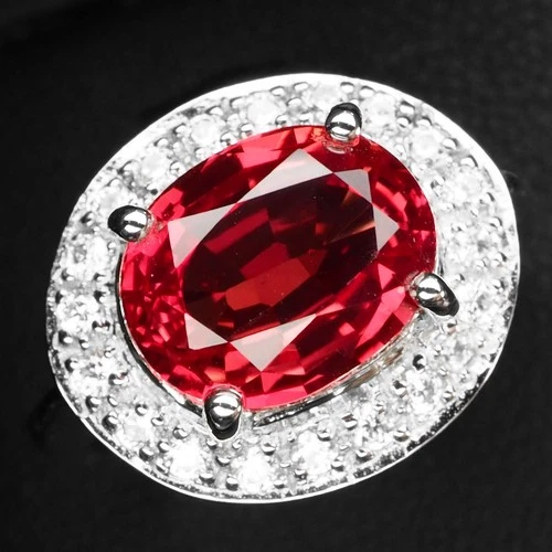 Elegant Sunset Padparadscha Sapphire 4.55Ct 925 Sterling Silver White Gold Rings