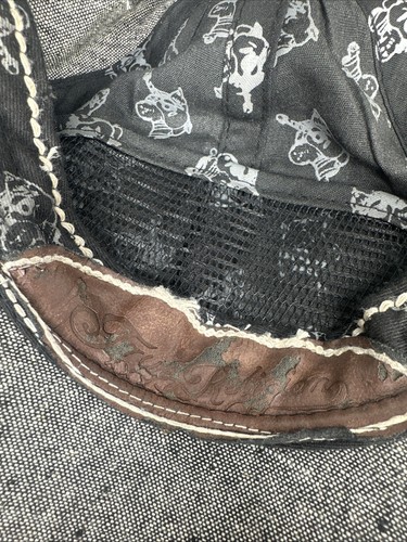 Raro cappello berretto ferro di cavallo VERA RELIGIONE regolabile invecchiato lino grigio - Foto 10 di 13