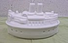 E.C. Fiaccus White Milk Glass Covered Candy Dish Ship  Early 1900's