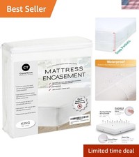 King Size Waterproof Mattress Cover - Deep Pocket, Machine Washable Encasement