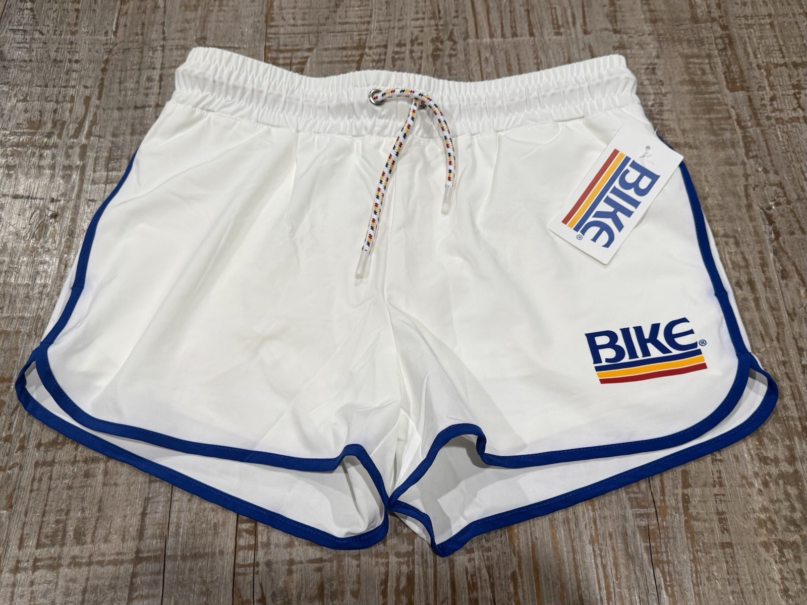 Bike Athletic Men's Track Short - White Blue - Size S (DISCONTINUED PRODUCT)