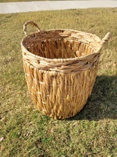Household Essentials Wicker Storage Basket Tall Round 19" x 25" Brown