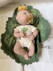 Vintage Porcelain Cabbage Patch Kids Baby Doll w/ Cabbage Leaf Bed Pacifier 11”