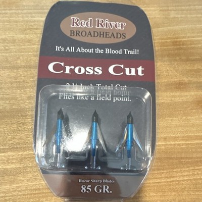 Red River Cross Cut Broadhead 85 Grain Blue Silver with