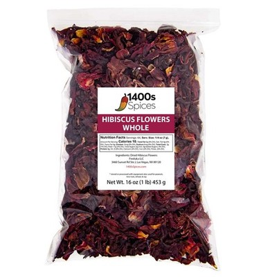 Dried Hibiscus Flowers 1lb - Perfect for Tea, Agua Fresca, Sorrel, Zobo