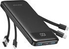 Power Bank with Built in Cables, 10000mAh USB C Battery Pack 6 Outputs