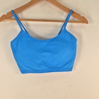Meshki womens sports bra crop top size M blue stretch sleeveless 127828