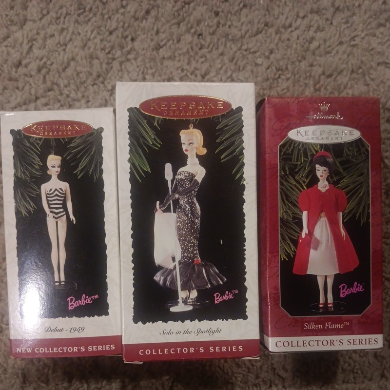 Lot of 3 Barbie through the years Ornaments Hallmark  1994-95 and 98
