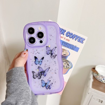 Cute Wave Edge Butterfly Phone Case For iPhone 17e 17 Pro Max 15 14 13 12 11 XS