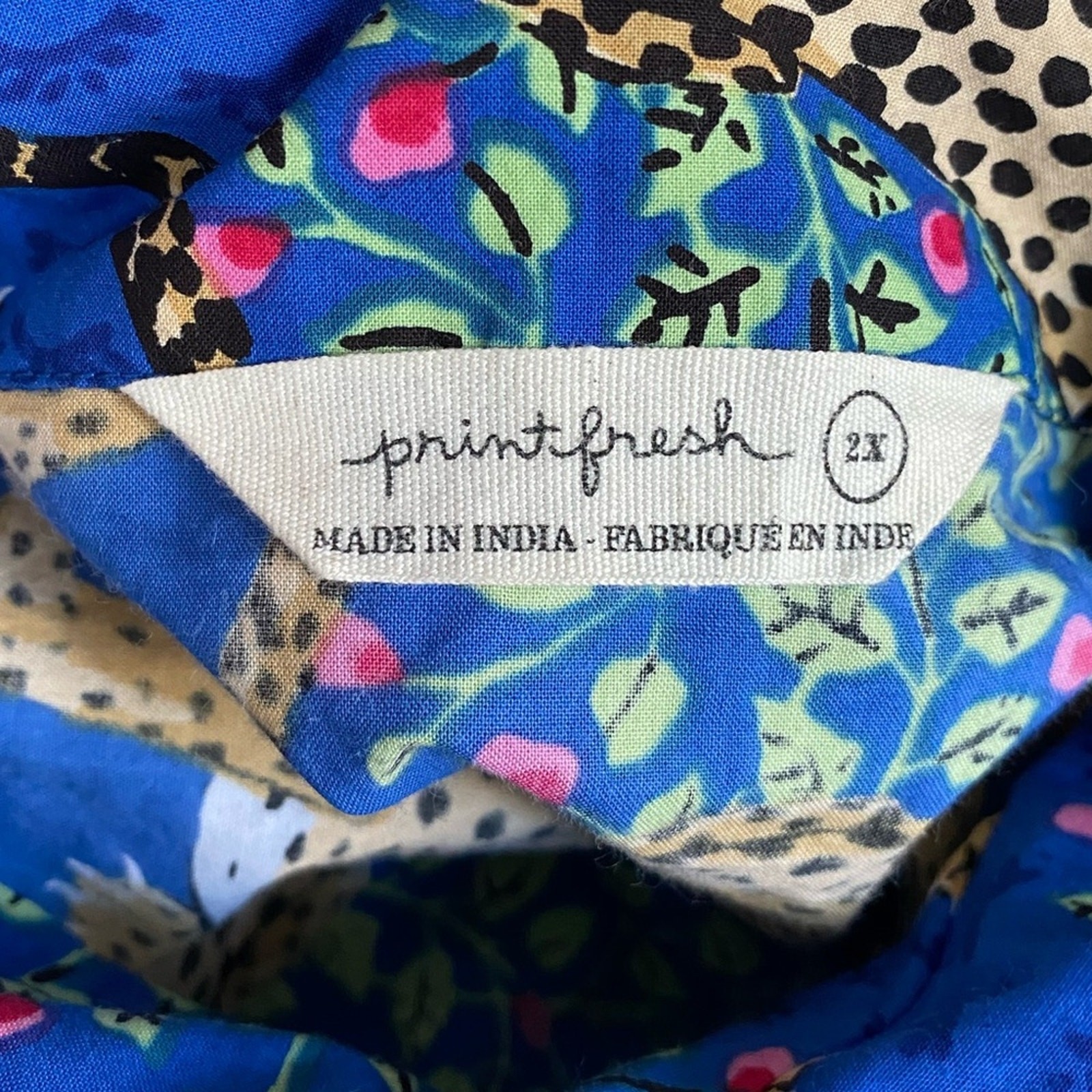 Printfresh blue leopard vibrant button down organ… - image 7